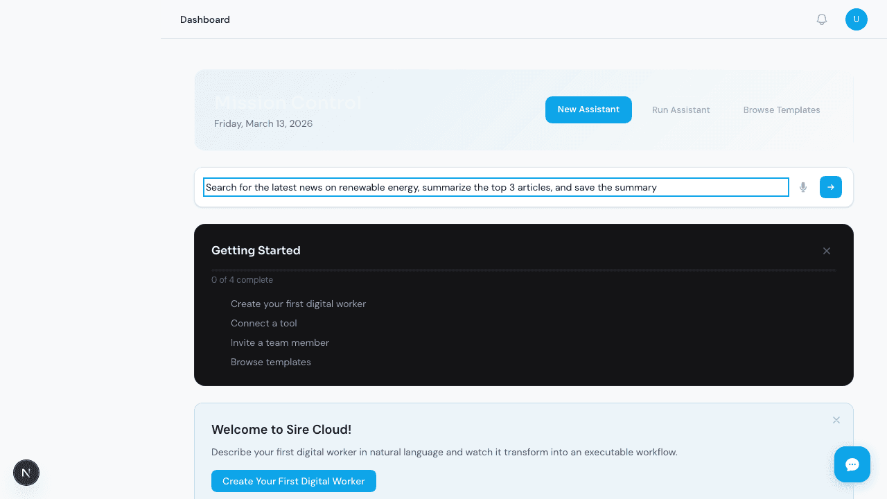 Dashboard showing how prompts connect to workflow generation, powered by semantic recall